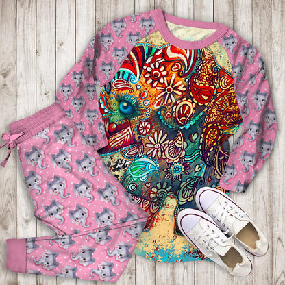 Elephant Pajama Set | Pajamas | Cotton Sleepwear Sets | Soft Long Sleeve Pjs | Raglan Shirt and Pants Set