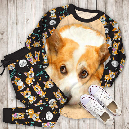 Pembroke Welsh Corgi Pajama Set | Pajamas | Cotton Sleepwear Sets | Soft Long Sleeve Pjs | Raglan Shirt and Pants Set