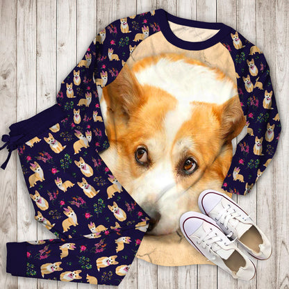 Pembroke Welsh Corgi Pajama Set | Pajamas | Cotton Sleepwear Sets | Soft Long Sleeve Pjs | Raglan Shirt and Pants Set