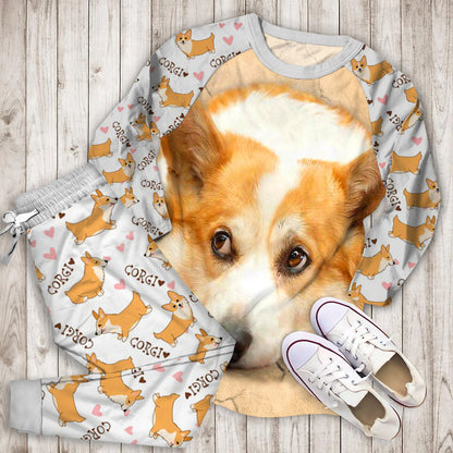 Pembroke Welsh Corgi Pajama Set | Pajamas | Cotton Sleepwear Sets | Soft Long Sleeve Pjs | Raglan Shirt and Pants Set