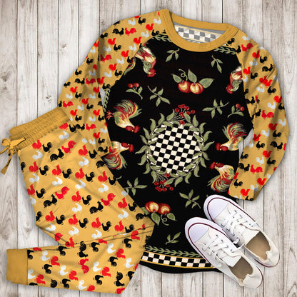 Rooster Chicken Pajama Set | Pajamas | Cotton Sleepwear Sets | Soft Long Sleeve Pjs | Raglan Shirt and Pants Set