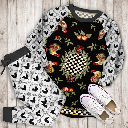 Rooster Chicken Pajama Set | Pajamas | Cotton Sleepwear Sets | Soft Long Sleeve Pjs | Raglan Shirt and Pants Set