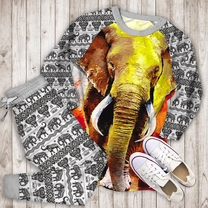 Elephant Pajama Set |Sleepwear Pjs Sets | Raglan Shirt Pants Set