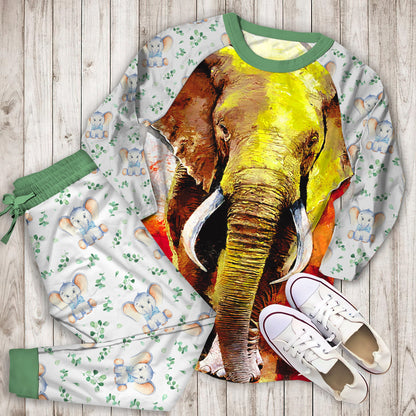 Elephant Pajama Set |Sleepwear Pjs Sets | Raglan Shirt Pants Set