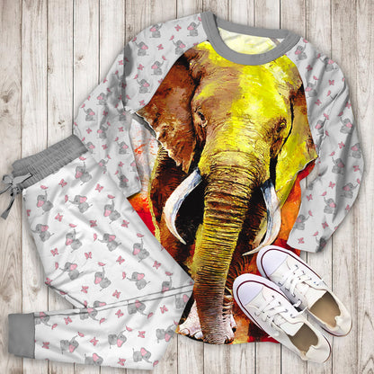 Elephant Pajama Set |Sleepwear Pjs Sets | Raglan Shirt Pants Set