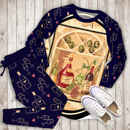 Wine Pajama Set | Pajamas | Cotton Sleepwear Sets | Soft Long Sleeve Pjs | Raglan Shirt and Pants Set