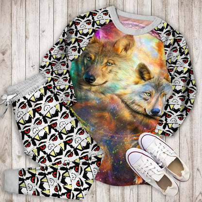 Wolf Dreamcatcher Pajama Set | Pajamas | Cotton Sleepwear Sets | Soft Long Sleeve Pjs | Raglan Shirt and Pants Set