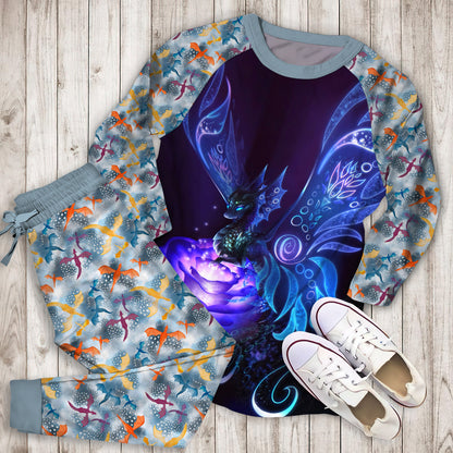 Dragon Pajama Set |Sleepwear Pjs Sets | Raglan Shirt Pants Set