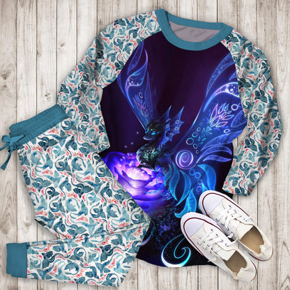 Dragon Pajama Set |Sleepwear Pjs Sets | Raglan Shirt Pants Set