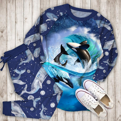 Whale Killer Pajama Set |Sleepwear Pjs Sets | Raglan Shirt Pants Set