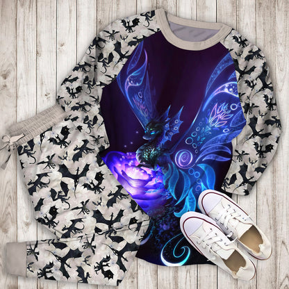 Dragon Pajama Set |Sleepwear Pjs Sets | Raglan Shirt Pants Set