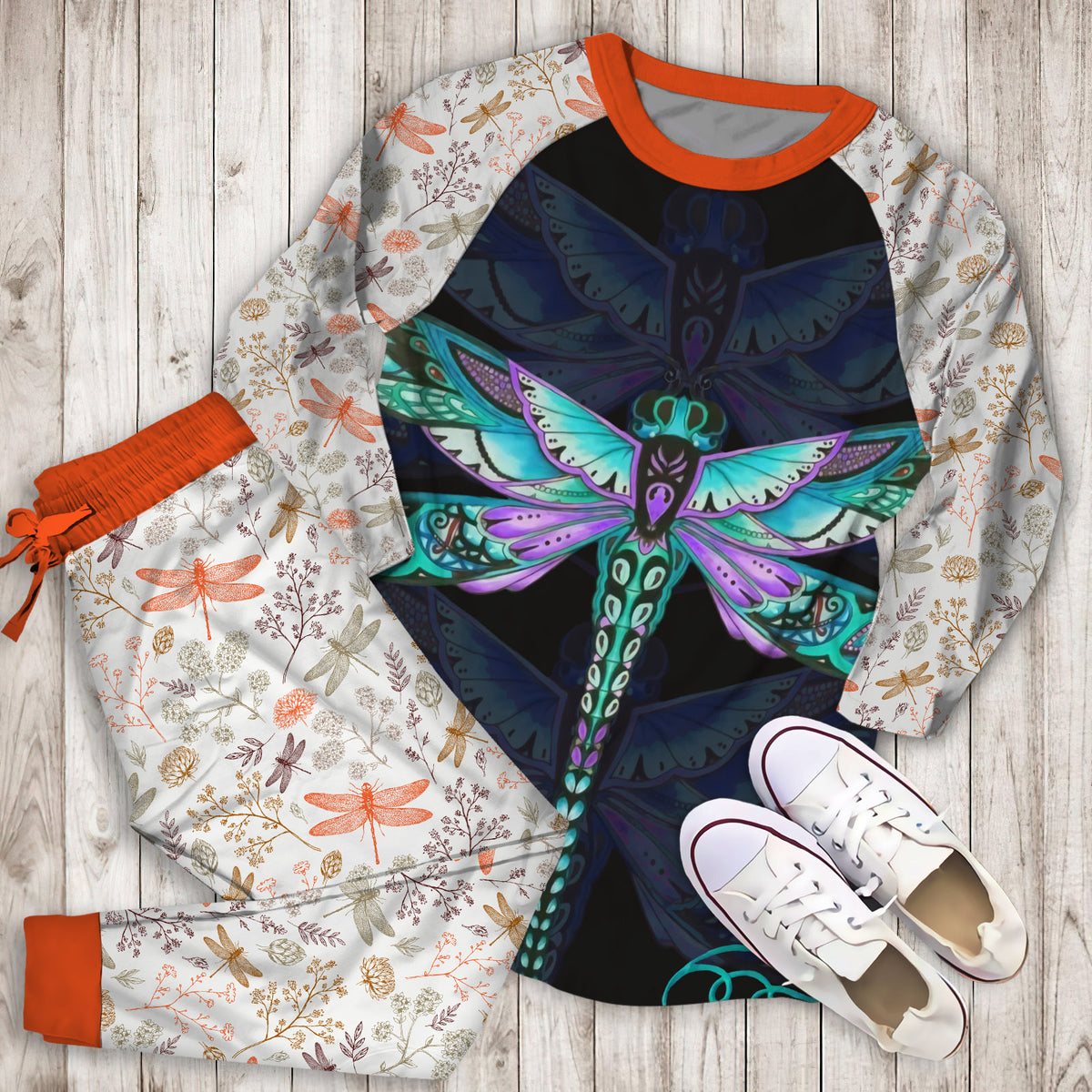 Dragonfly Dragonfly Pajama Set |Sleepwear Pjs Sets | Raglan Shirt Pants Set