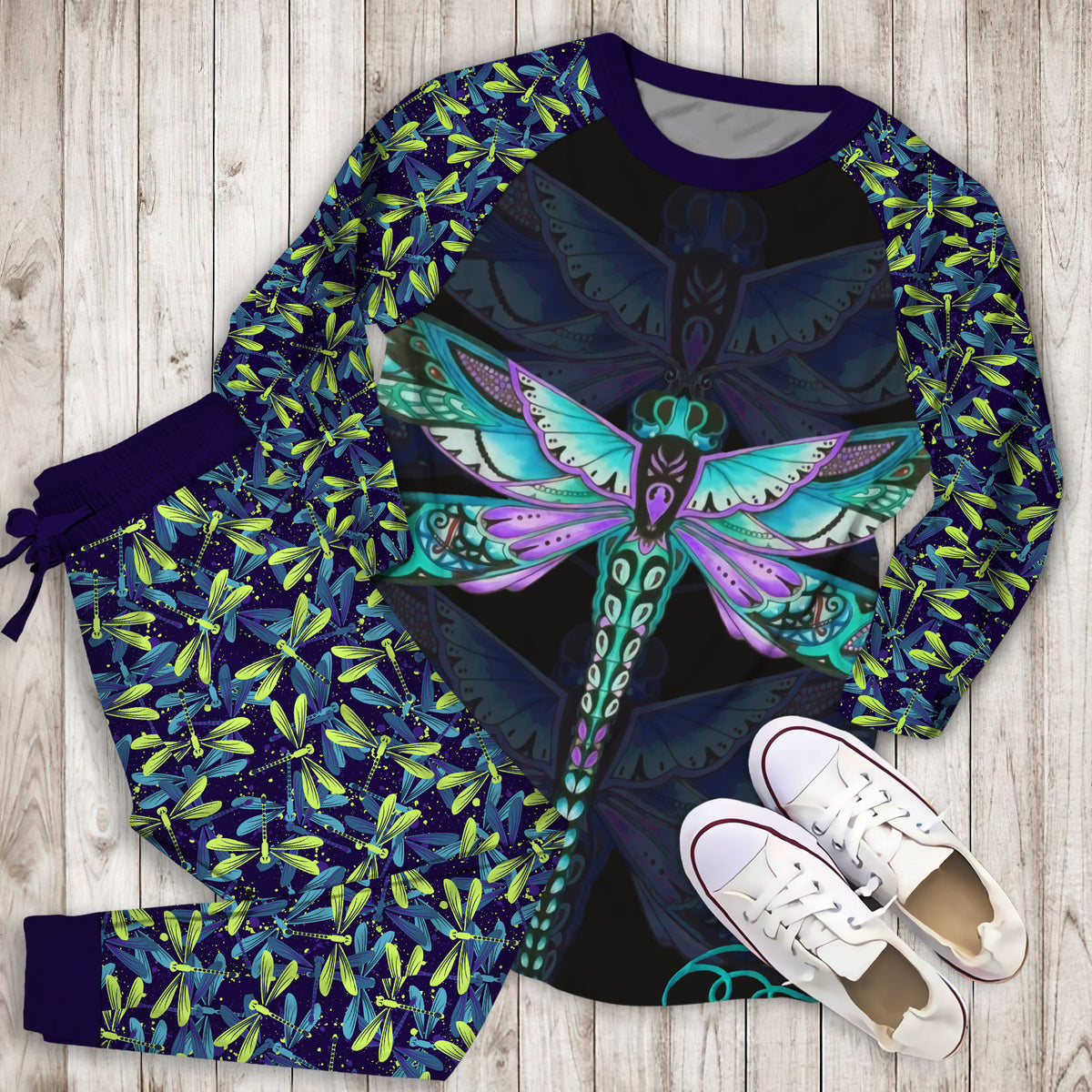 Dragonfly Dragonfly Pajama Set |Sleepwear Pjs Sets | Raglan Shirt Pants Set