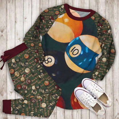 Billiard Pajama Set |Sleepwear Pjs Sets | Raglan Shirt Pants Set