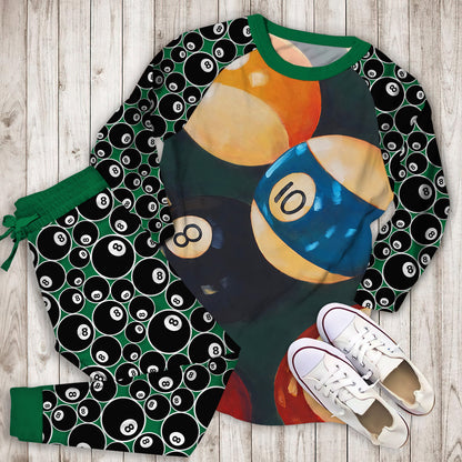 Billiard Pajama Set |Sleepwear Pjs Sets | Raglan Shirt Pants Set