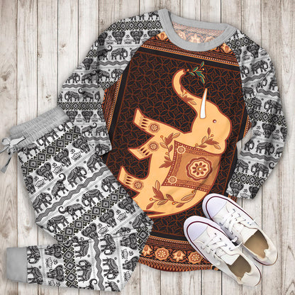 Elephant Pajama Set | Pajamas | Cotton Sleepwear Sets | Soft Long Sleeve Pjs | Raglan Shirt and Pants Set