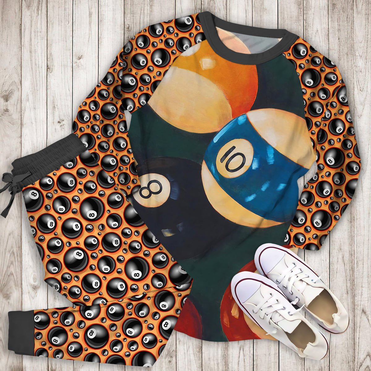 Billiard Pajama Set |Sleepwear Pjs Sets | Raglan Shirt Pants Set