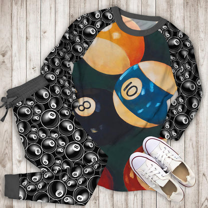 Billiard Pajama Set |Sleepwear Pjs Sets | Raglan Shirt Pants Set