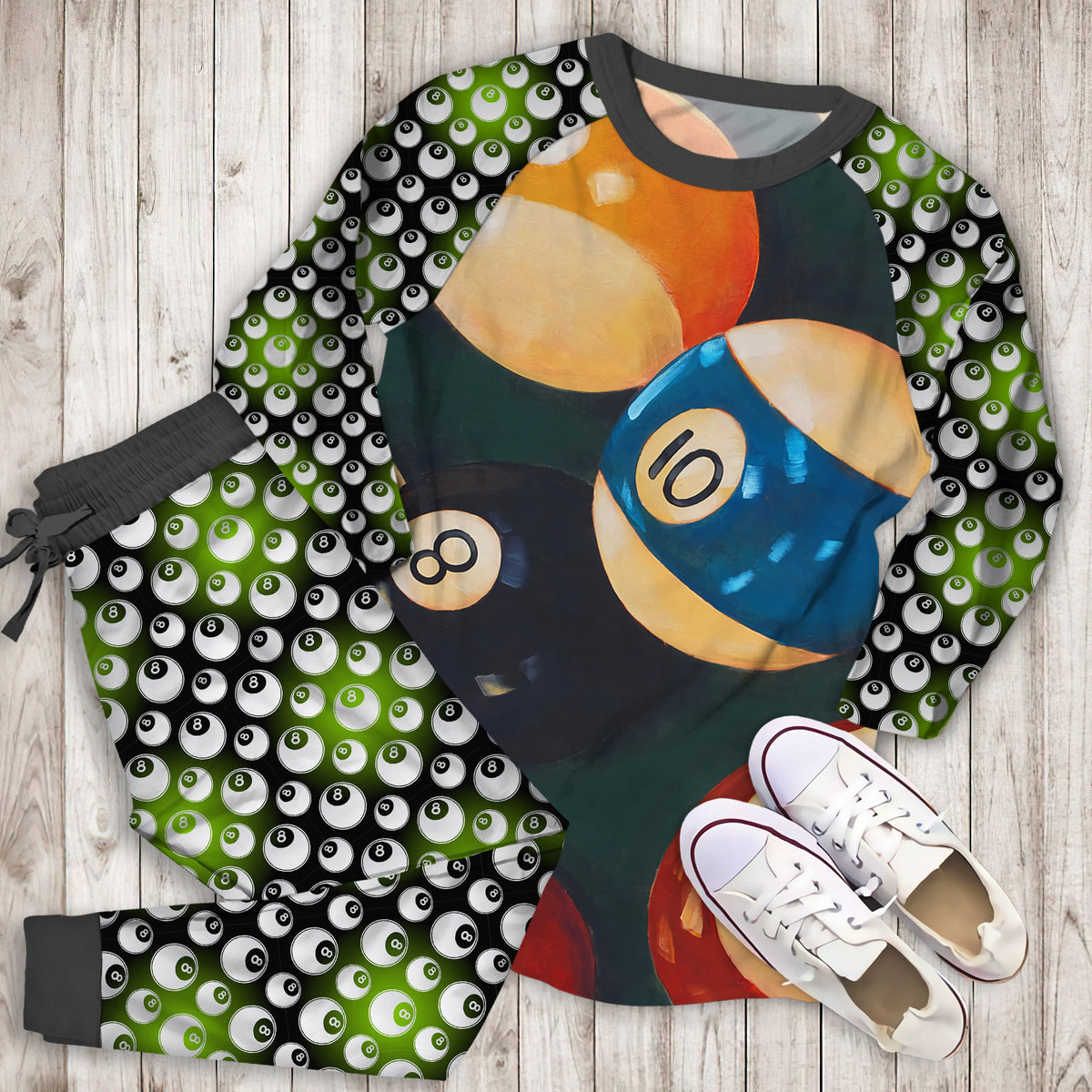 Billiard Pajama Set |Sleepwear Pjs Sets | Raglan Shirt Pants Set