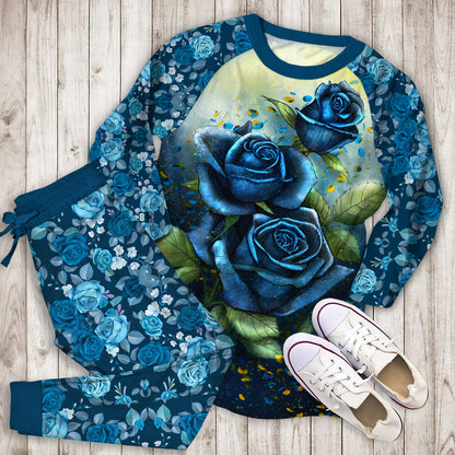 Rose Pajama Set | Pajamas | Cotton Sleepwear Sets | Soft Long Sleeve Pjs | Raglan Shirt and Pants Set