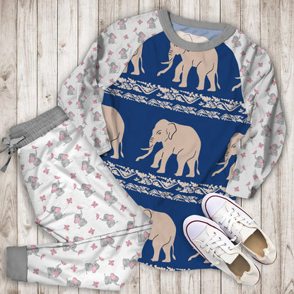 Elephant Pajama Set |Sleepwear Pjs Sets | Raglan Shirt Pants Set