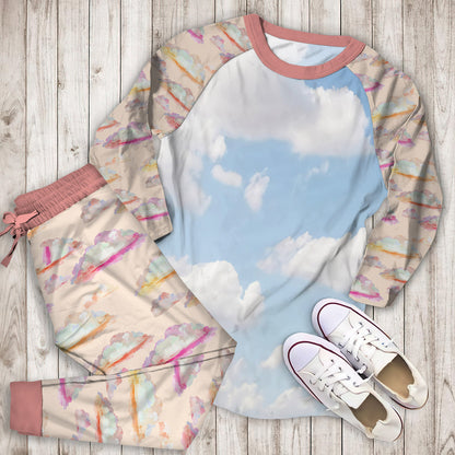 Daydream Clouds Pajama Set | Pajamas | Cotton Sleepwear Sets | Soft Long Sleeve Pjs | Raglan Shirt and Pants Set