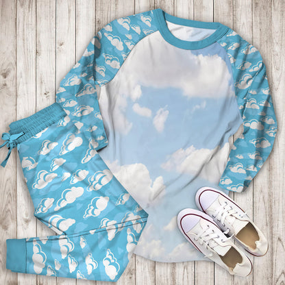 Daydream Clouds Pajama Set | Pajamas | Cotton Sleepwear Sets | Soft Long Sleeve Pjs | Raglan Shirt and Pants Set