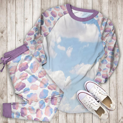 Daydream Clouds Pajama Set | Pajamas | Cotton Sleepwear Sets | Soft Long Sleeve Pjs | Raglan Shirt and Pants Set
