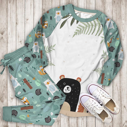 The Woodland Pals Pajama Set |Sleepwear Pjs Sets | Raglan Shirt Pants Set