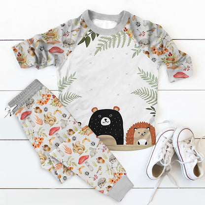 The Woodland Pals Pajama Set |Sleepwear Pjs Sets | Raglan Shirt Pants Set
