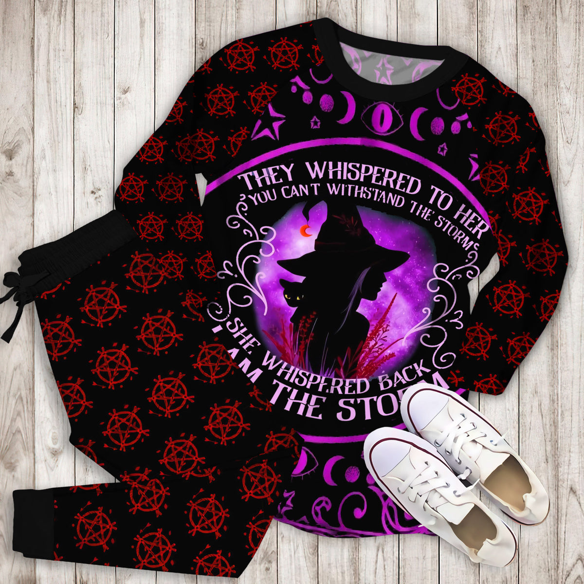 Wicca Witch Pajama Set |Sleepwear Pjs Sets | Raglan Shirt Pants Set