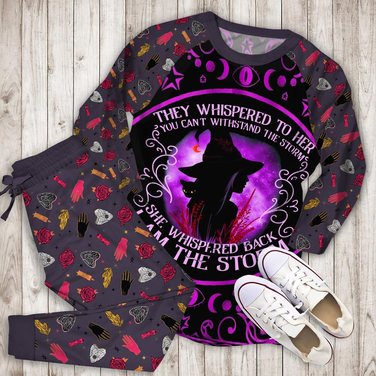 Wicca Witch Pajama Set |Sleepwear Pjs Sets | Raglan Shirt Pants Set