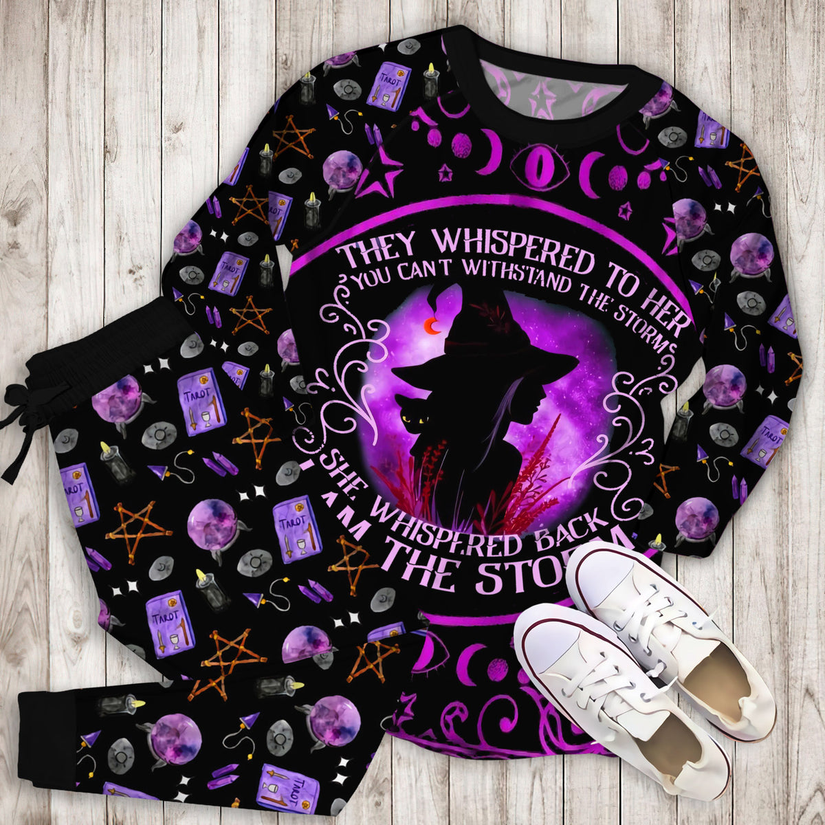 Wicca Witch Pajama Set |Sleepwear Pjs Sets | Raglan Shirt Pants Set