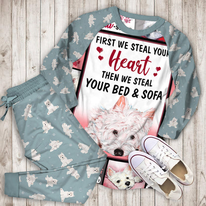 Westie Pajama Set |Sleepwear Pjs Sets | Raglan Shirt Pants Set