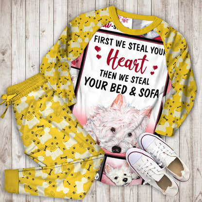 Westie Pajama Set |Sleepwear Pjs Sets | Raglan Shirt Pants Set