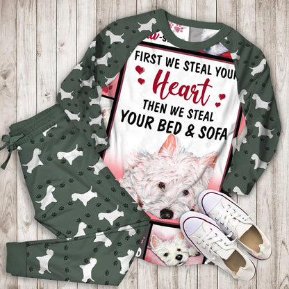 Westie Pajama Set |Sleepwear Pjs Sets | Raglan Shirt Pants Set