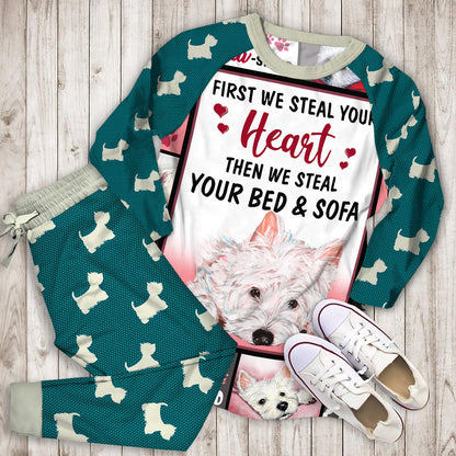 Westie Pajama Set |Sleepwear Pjs Sets | Raglan Shirt Pants Set