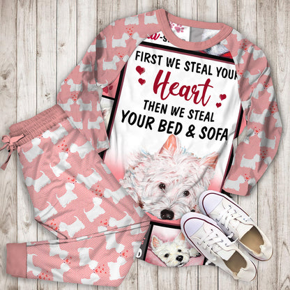 Westie Pajama Set |Sleepwear Pjs Sets | Raglan Shirt Pants Set