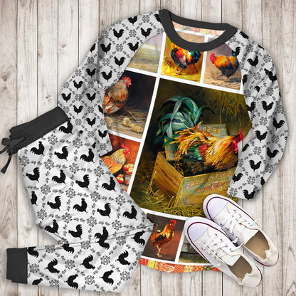 Rooster Pajama Set | Pajamas | Cotton Sleepwear Sets | Soft Long Sleeve Pjs | Raglan Shirt and Pants Set