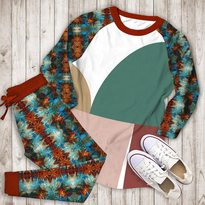 Abstract Geometric Pajama Set | Pajamas | Cotton Sleepwear Sets | Soft Long Sleeve Pjs | Raglan Shirt and Pants Set