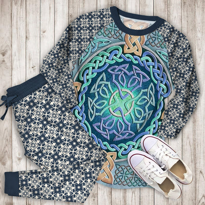 Celtic Eye Of The World Pajama Set | Pajamas | Cotton Sleepwear Sets | Soft Long Sleeve Pjs | Raglan Shirt and Pants Set