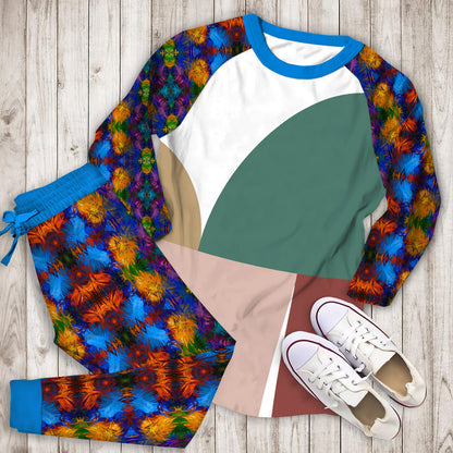 Abstract Geometric Pajama Set | Pajamas | Cotton Sleepwear Sets | Soft Long Sleeve Pjs | Raglan Shirt and Pants Set