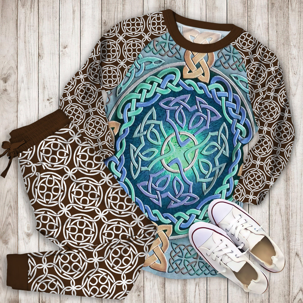 Celtic Eye Of The World Pajama Set | Pajamas | Cotton Sleepwear Sets | Soft Long Sleeve Pjs | Raglan Shirt and Pants Set