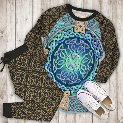 Celtic Eye Of The World Pajama Set | Pajamas | Cotton Sleepwear Sets | Soft Long Sleeve Pjs | Raglan Shirt and Pants Set
