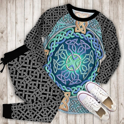 Celtic Eye Of The World Pajama Set | Pajamas | Cotton Sleepwear Sets | Soft Long Sleeve Pjs | Raglan Shirt and Pants Set