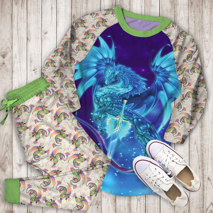 Dragon Pajama Set | Pajamas | Cotton Sleepwear Sets | Soft Long Sleeve Pjs | Raglan Shirt and Pants Set