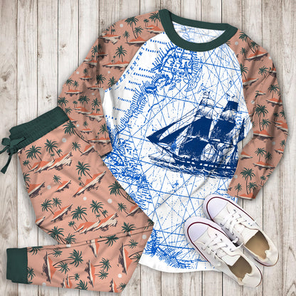 Best Beach Anchor Pajama Set | Pajamas | Cotton Sleepwear Sets | Soft Long Sleeve Pjs | Raglan Shirt and Pants Set