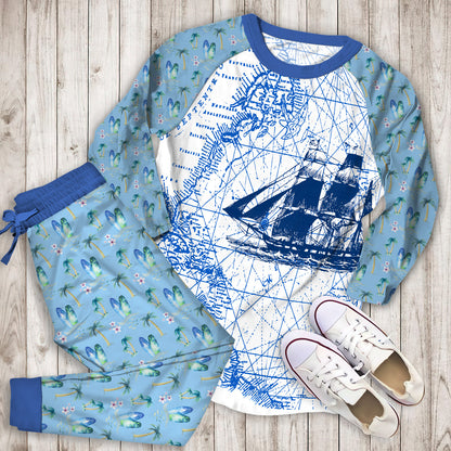 Best Beach Anchor Pajama Set | Pajamas | Cotton Sleepwear Sets | Soft Long Sleeve Pjs | Raglan Shirt and Pants Set