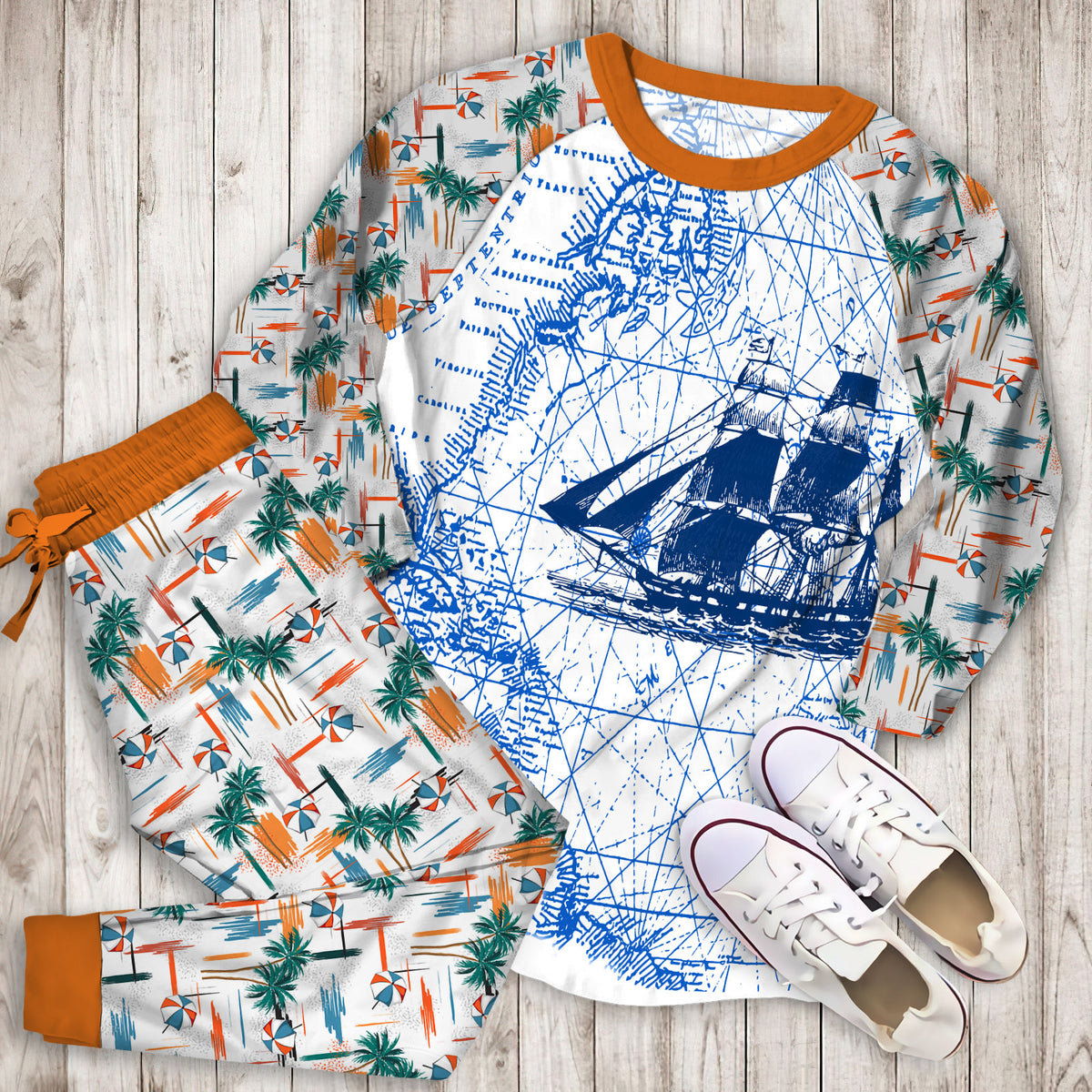 Best Beach Anchor Pajama Set | Pajamas | Cotton Sleepwear Sets | Soft Long Sleeve Pjs | Raglan Shirt and Pants Set