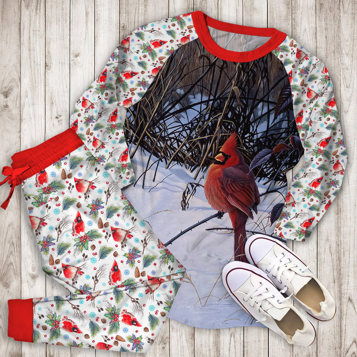 Cardinal Pajama Set |Sleepwear Pjs Sets | Raglan Shirt Pants Set